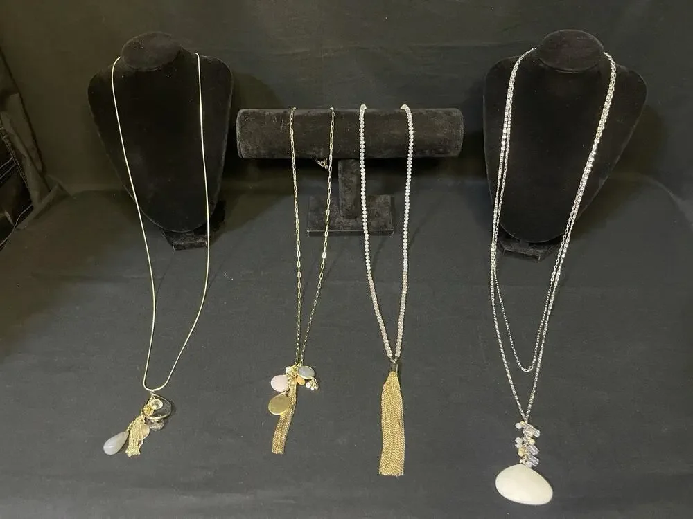 Loft Gold & Silver Tone Costume Statement Long Necklace Lot Of 4